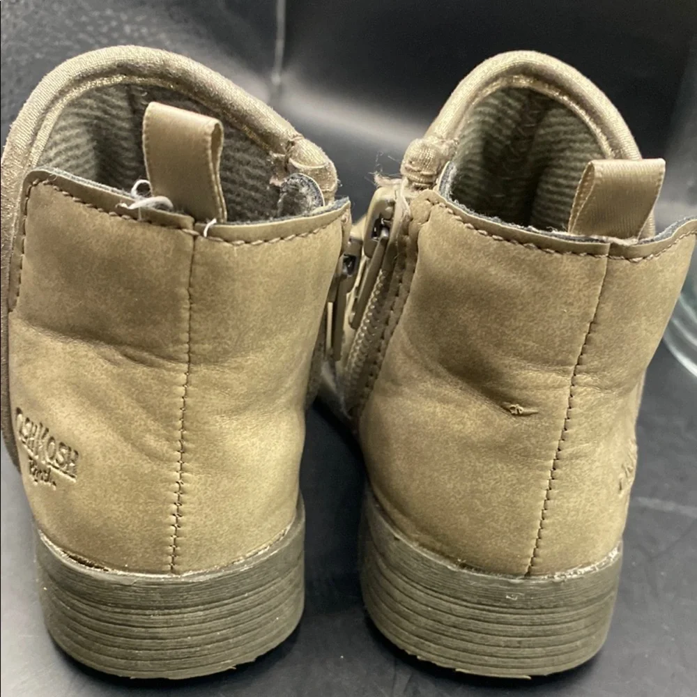 OshKosh B’gosh Toddler Girls Tan Ankle Boots Size 5M Side Zip Floral Cutout